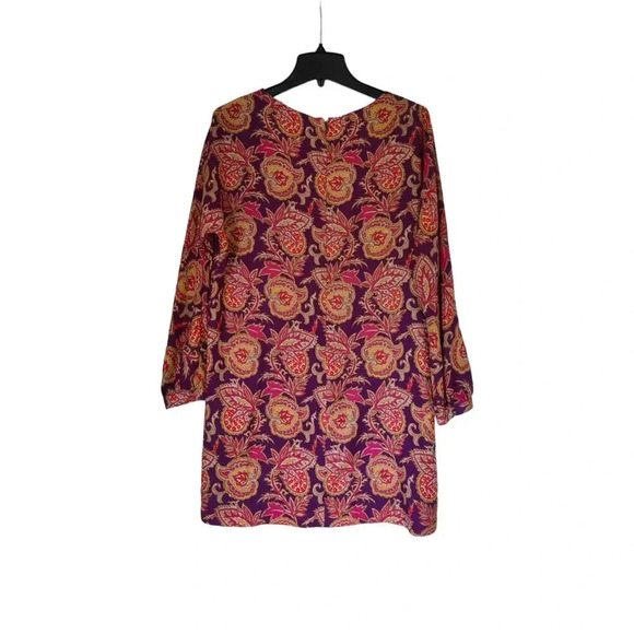 LOFT Paisley Floral Printed Multicolor Long Sleeve Mini Dress Size MP y2k - Picture 3 of 9